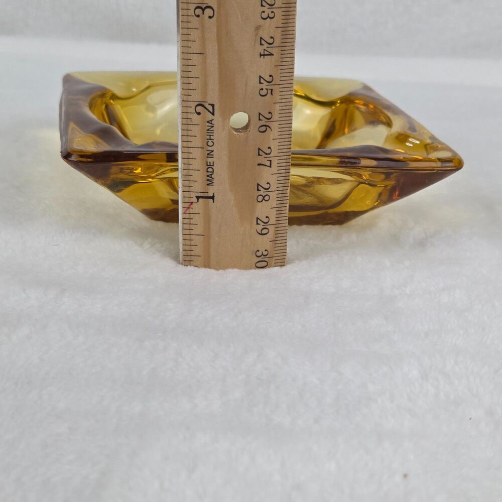 Vintage Amber Glass Ashtray Square 4.75" x 4.75" Mid Century Modern Retro - Picture 10 of 10